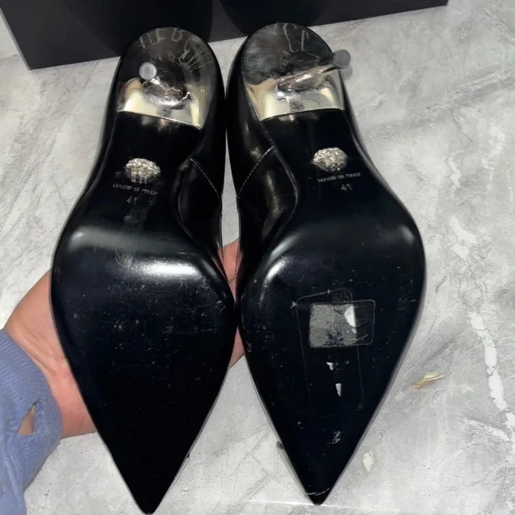 Versace Black Heels with Silver Detailing - Picture 2 of 3